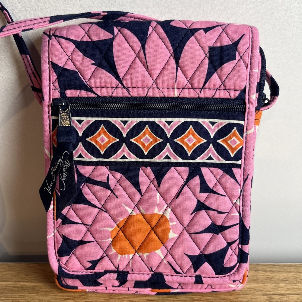Vera Bradley Mini Hipster Crossbody Loves Me Navy Pink Orange Travel Purse